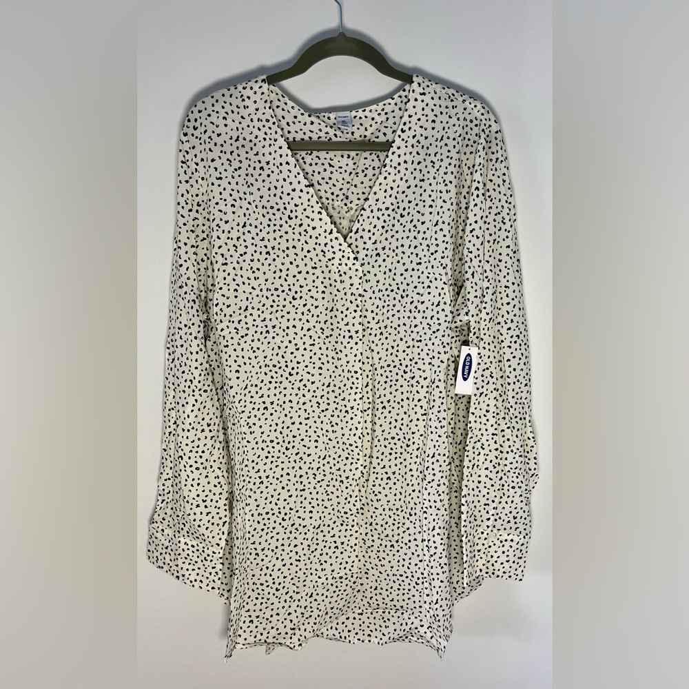 NWT XXL Tall Old Navy Cream Leopard Print V Neck Boho Tunic